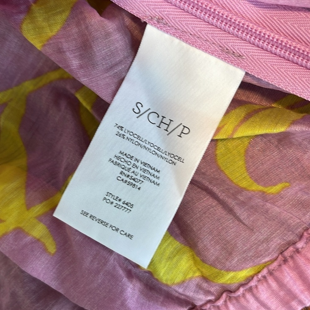 Cabi Drift Top Small purple Lilac Yellow tropical floral Cropped Semi Sheer Wrap - Picture 8 of 8